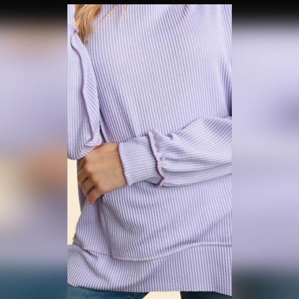 PINK TEXTURED OVERSIZED PULLOVER WITH KANGAROO POCKET./., - Picture 5 of 6